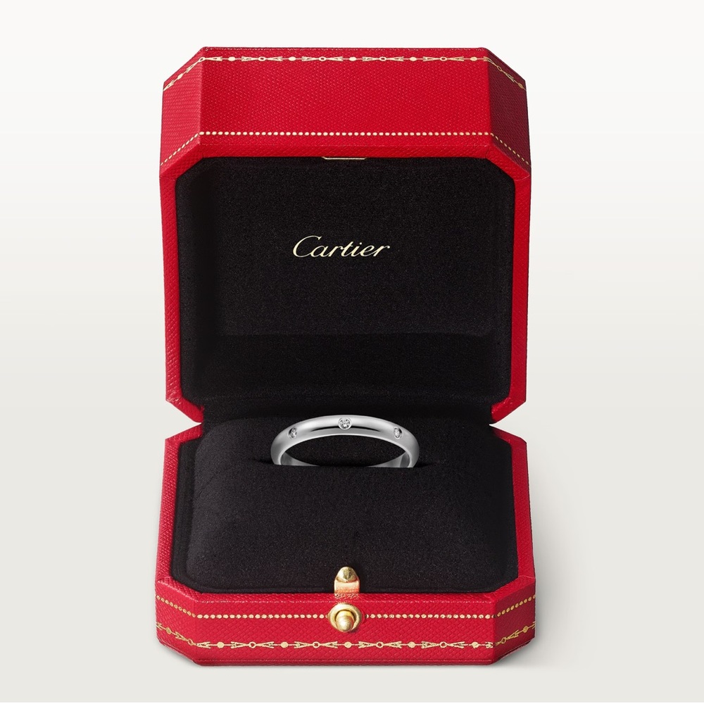 Cartier Pt950 Platinum 1895 3P Diamond Wedding Ring